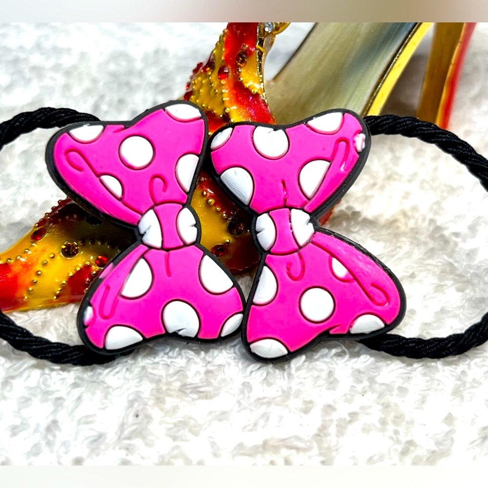 2/12 Set of two pony tail elastics-Minnie mouse bows